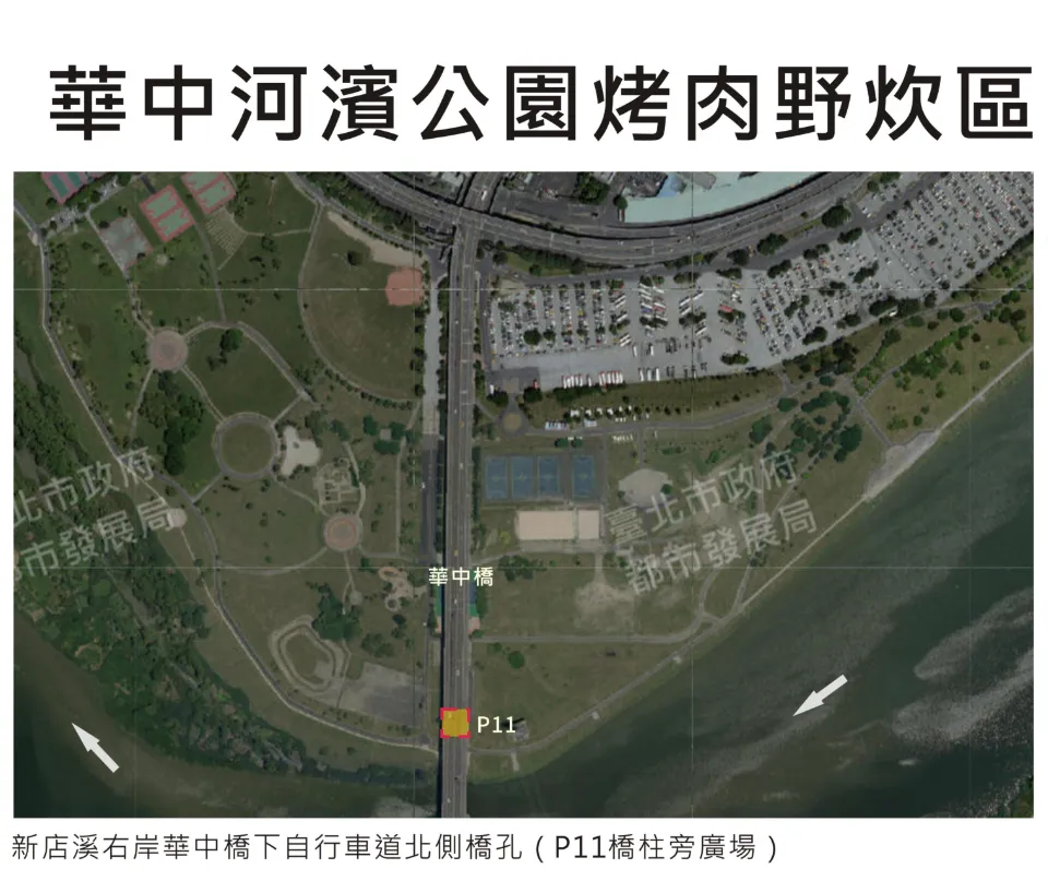 华中河滨公园烤肉区是中秋聚会热门选择。台北市工务局提供