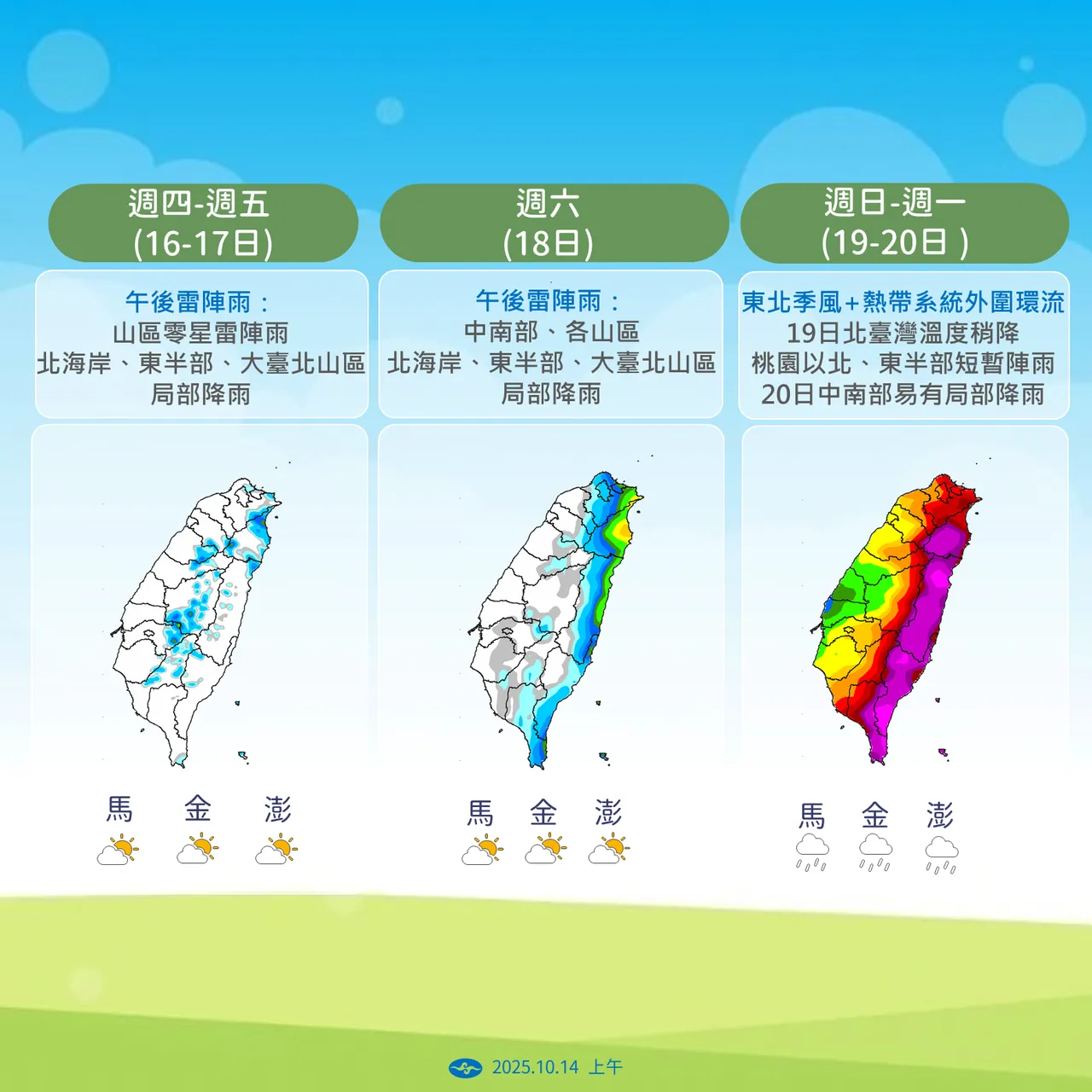 未来降雨趋势。气象署提供
