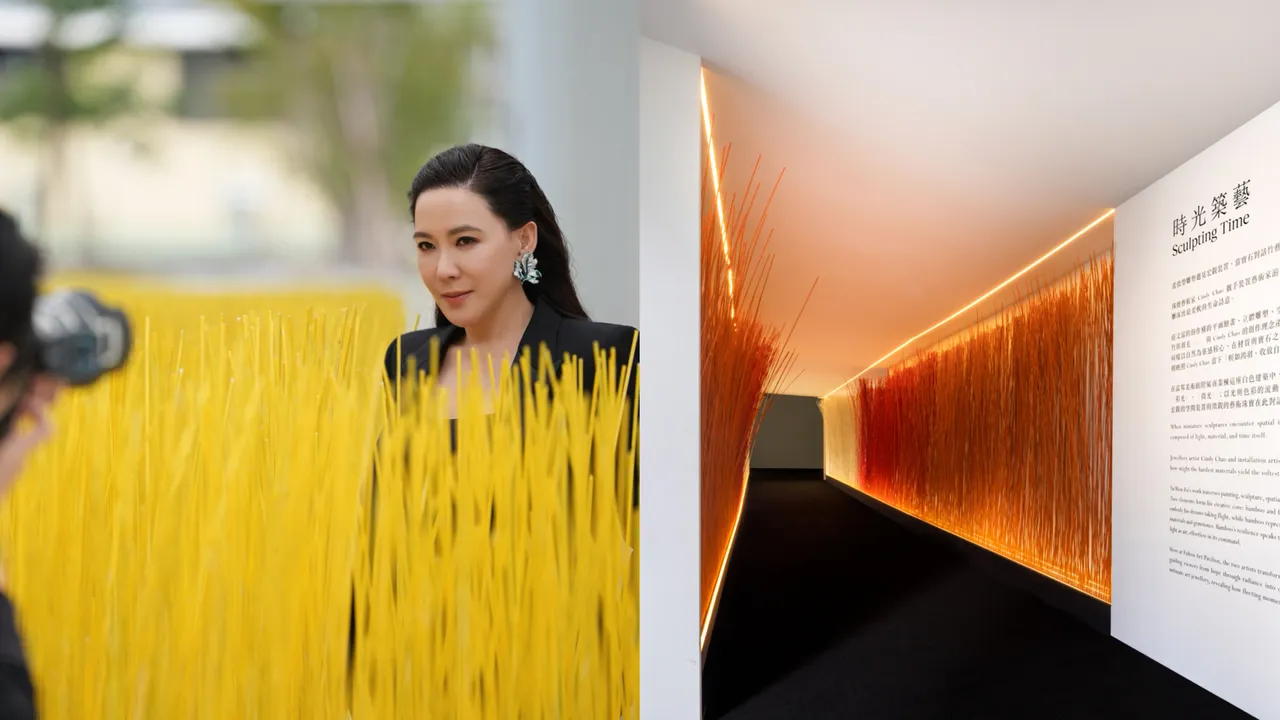 CINDY CHAO The Art Jewel珠寶展首度與藝術家跨界合作,珠寶設計師Cindy Chao趙心綺(左圖),邀請裝置藝術家游文富設計展覽空間。左圖彭欣偉攝、右圖品牌提供