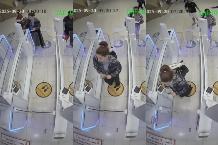 泰國公布薇拉自行離境的監視器影片。翻攝自泰國警方臉書
