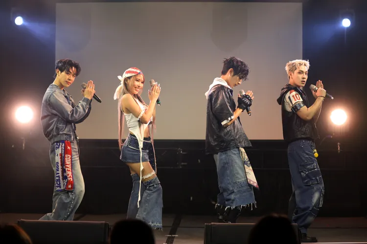 宰宰（左起）、蝶香、彥、洪暐今舉辦出道記者會。  踢帕娛樂提供