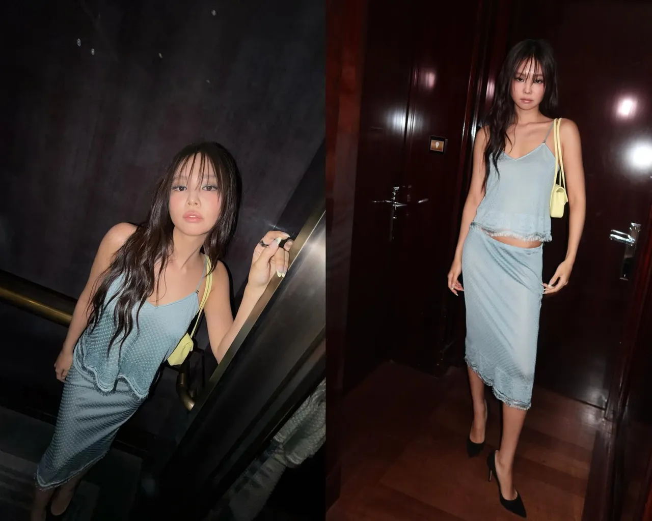 Jennie的香奈儿造型被评很像失恋喝醉酒回家。翻摄IG
