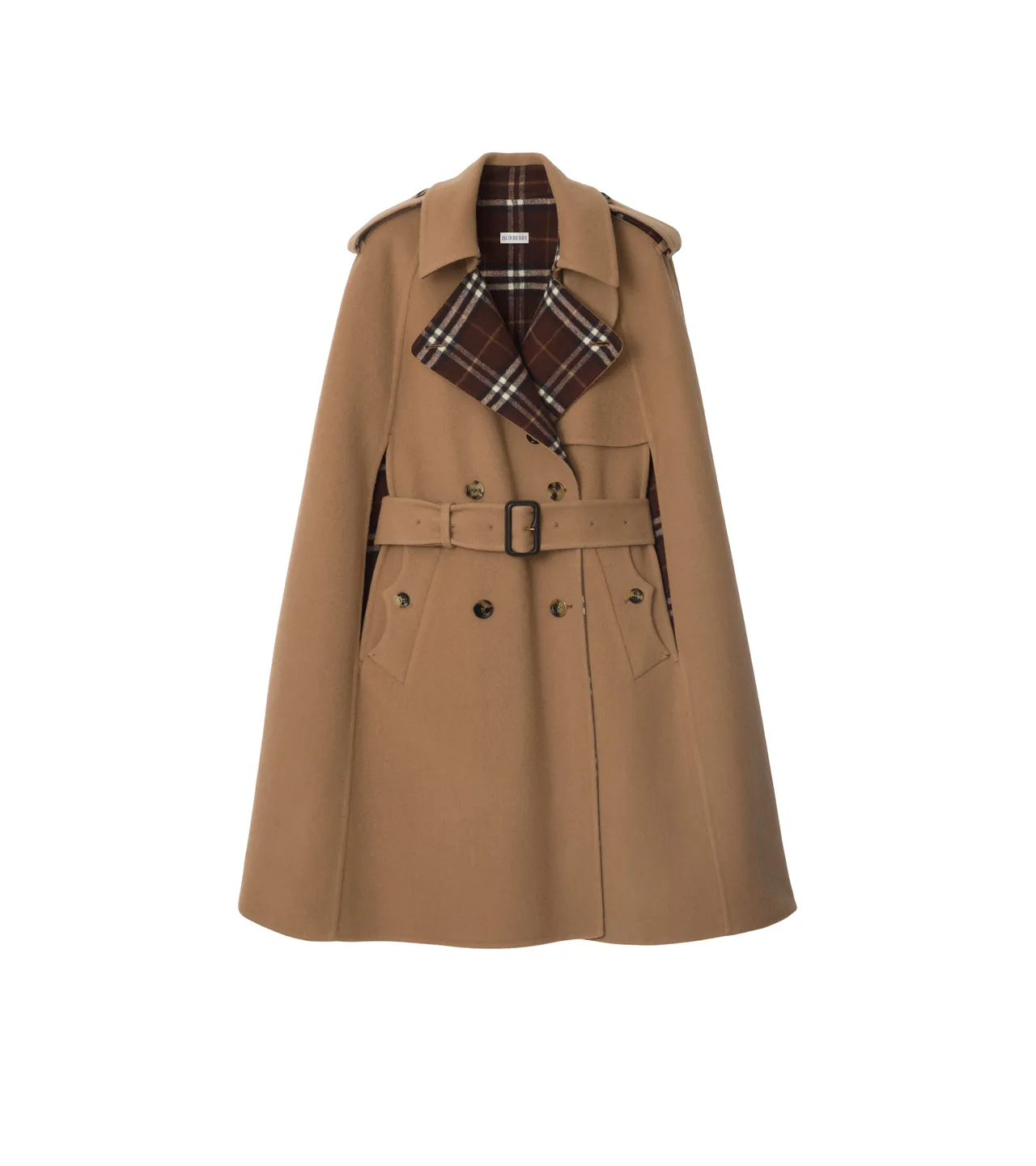 Burberry驼棕色与糖蜜棕色羊毛Belmont风衣披肩,11万9000元。品牌提供