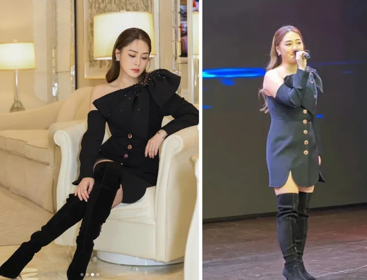 阿嬌曾被拍到登台身形臃腫的畫面。翻攝自微博