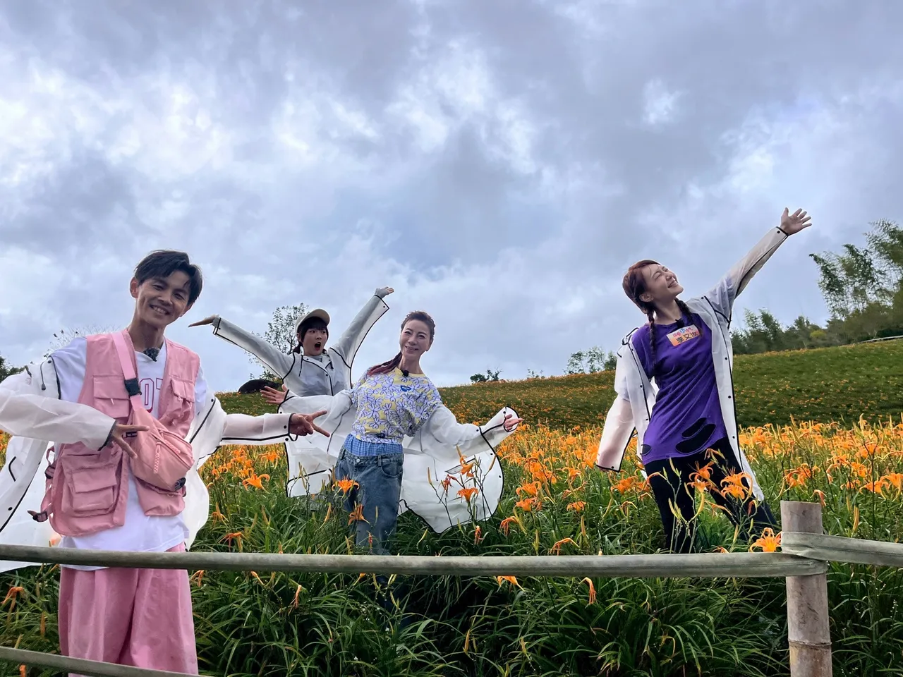 综艺新时代到赤柯山被满满的金针花海围绕著。民视提供