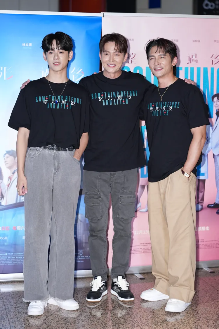 洪暐哲（左起）、李廷鎮、温昇豪分享趣事。彭欣偉攝