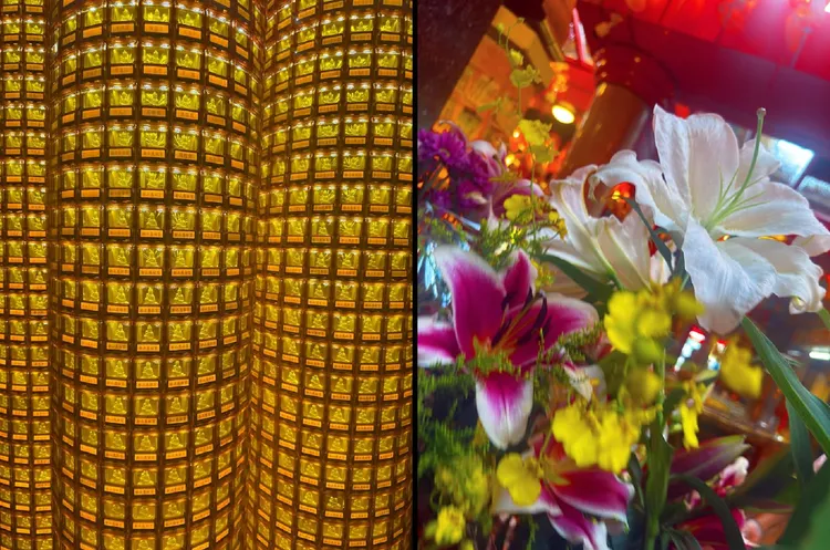 蜷川實花拍慈祐宮的光明燈、供品鮮花。翻攝蜷川實花IG