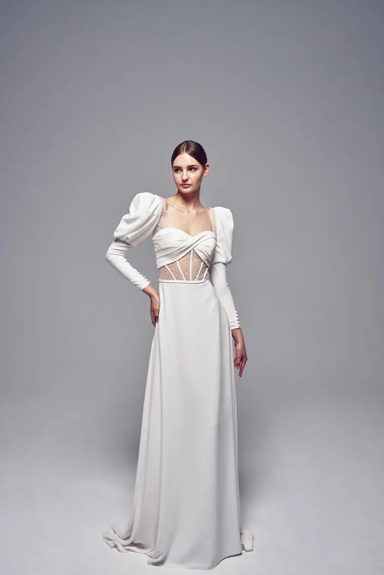 LinLi Boutique LL柔光公主澎袖白紗。品牌提供