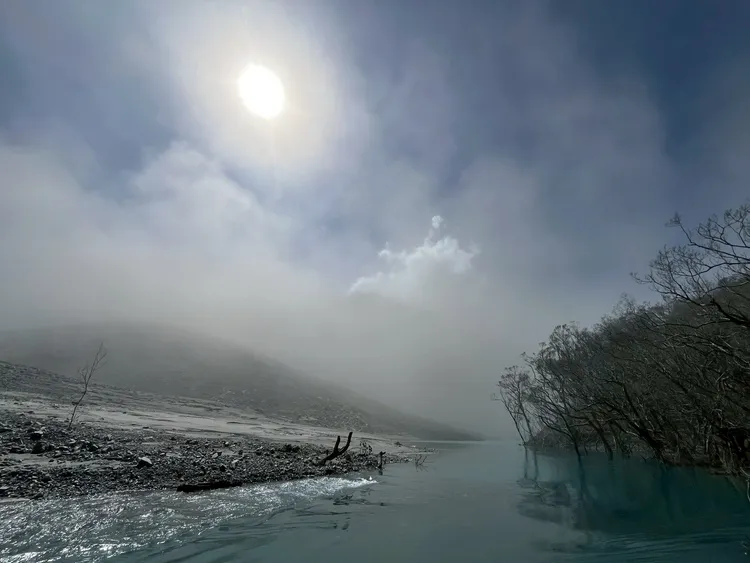 特遣隊帶回馬太鞍溪堰塞湖最新現場畫面。林業及自然保育署花蓮分署提供