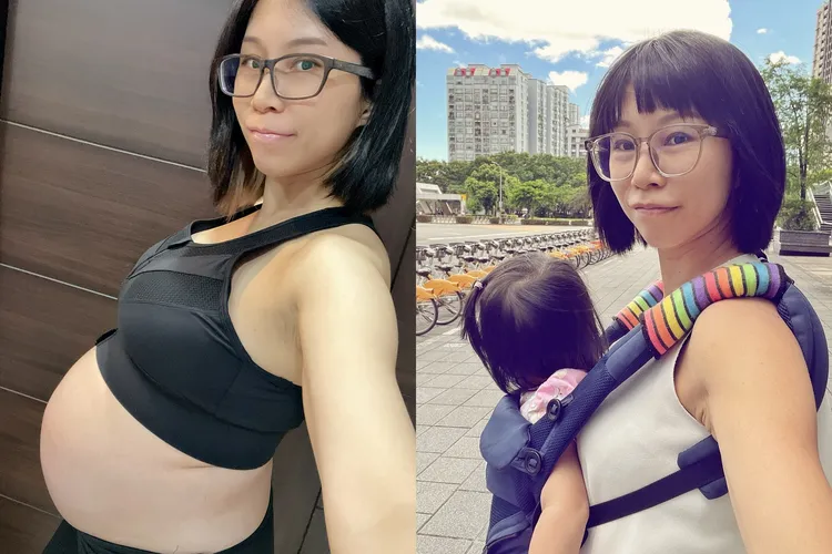 林沄蓁當初懷孕生女畫面首次曝光，現在的她為母則強，要努力帶大這個心肝寶貝女兒。林沄蓁提供。合成畫面