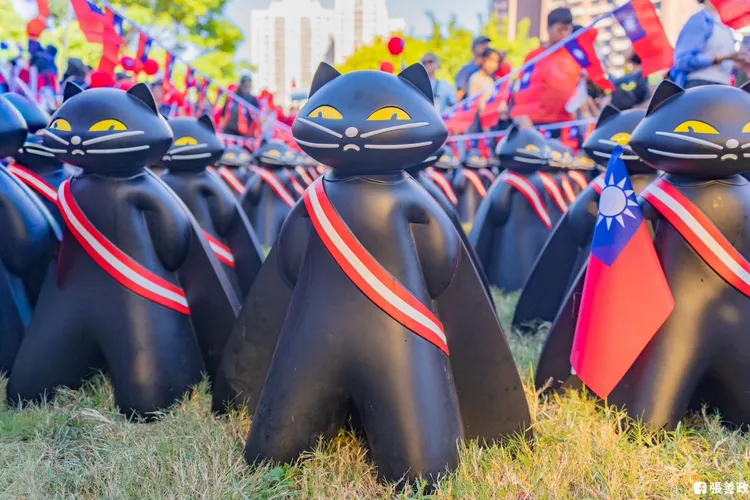 「黑貓中隊」桃園升旗同賀國慶。翻攝張善政臉書