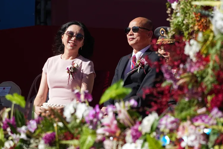 立法院長韓國瑜、韓國瑜夫人李佳芬。彭欣偉攝