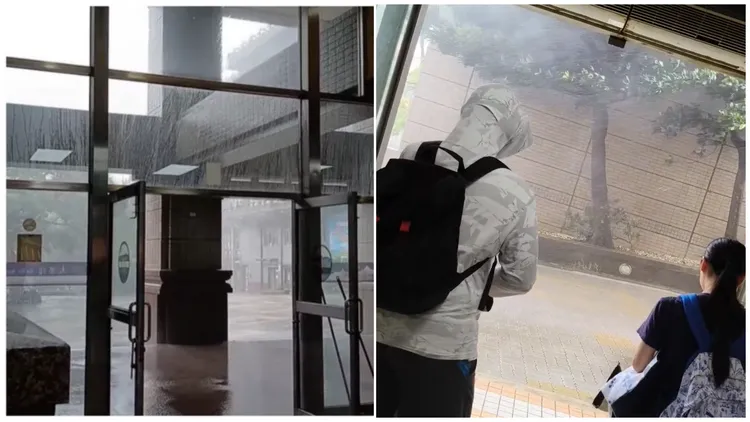 文化大学近日遭暴风雨袭击。左网友「@phuong_0421」授权提供、右网友「@huiting209」授权提供