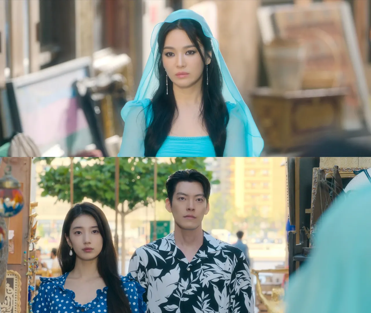 宋慧乔(上图)客串精灵,是金宇彬(下图右)的前女友,让秀智吃味。翻摄Netflix