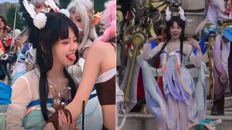 「我不叫龍蝦」在活動現場的舉動,被認為不符合嫦娥人設。翻攝自微博