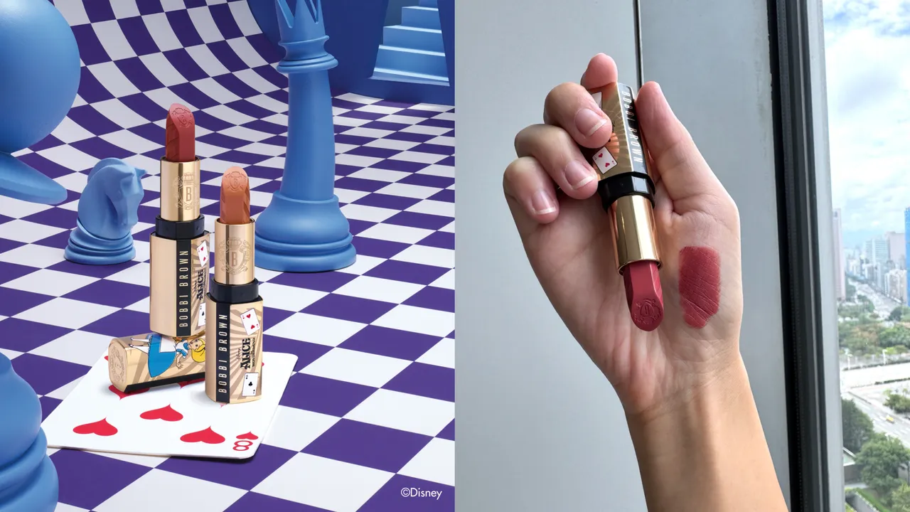 Bobbi Brown x 爱丽丝梦游仙境金致缎光唇膏，1450元。品牌提供、张家玲摄