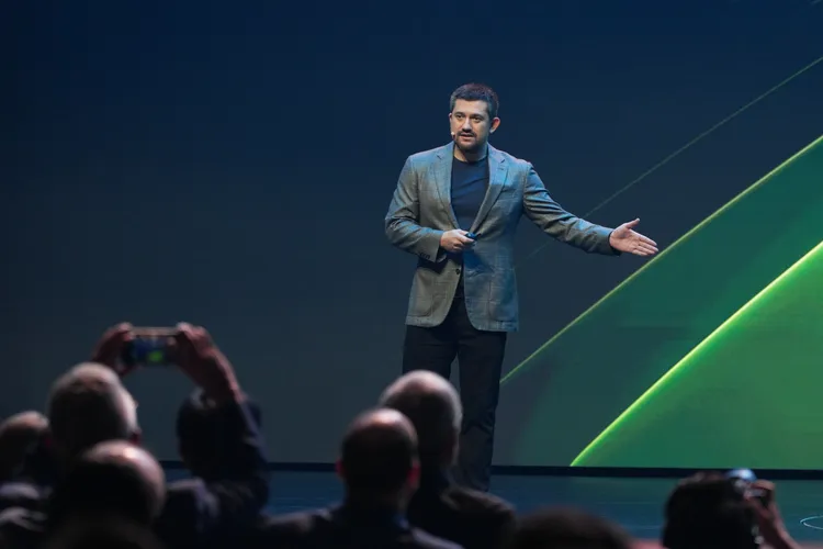 辉达（NVIDIA）执行长黄仁勋之子、机器人产品线经理黄胜斌。彭欣伟摄