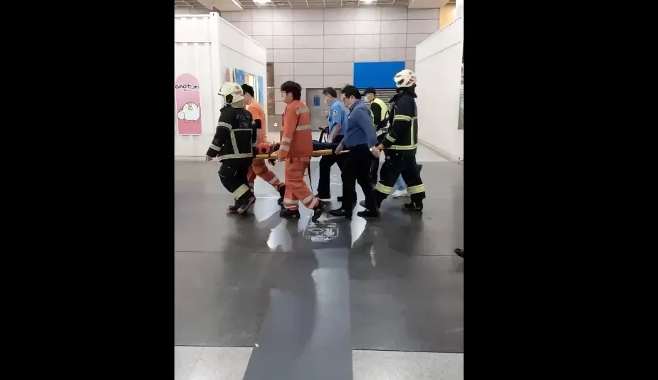 板桥火车站内发生民众坠落高铁轨道事故。民众提供