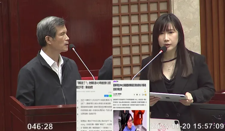 柳采葳今天下午质询时，询问市警局长李西河此案何时能侦破。翻摄自台北市议会YT