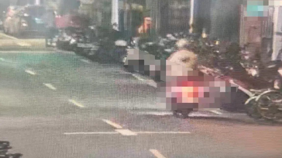 李男骑乘赃车离去。翻摄画面