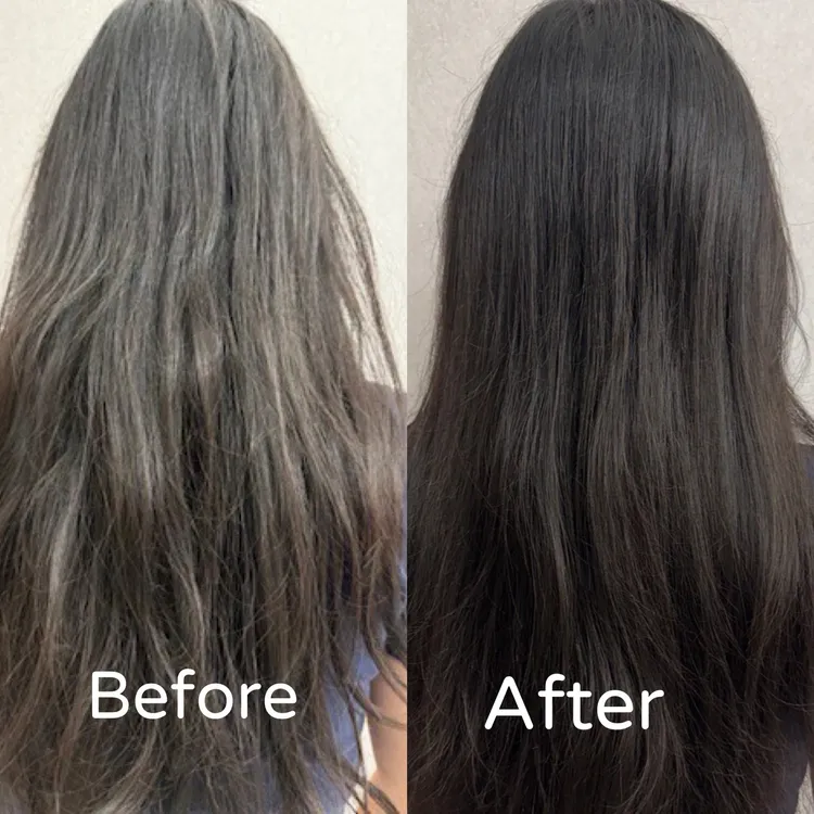 巴黎卡詩黑鑽髮膜，她洗完頭髮「柔順得像剛做完沙龍護理」。翻攝《momo網購好物交流》社團