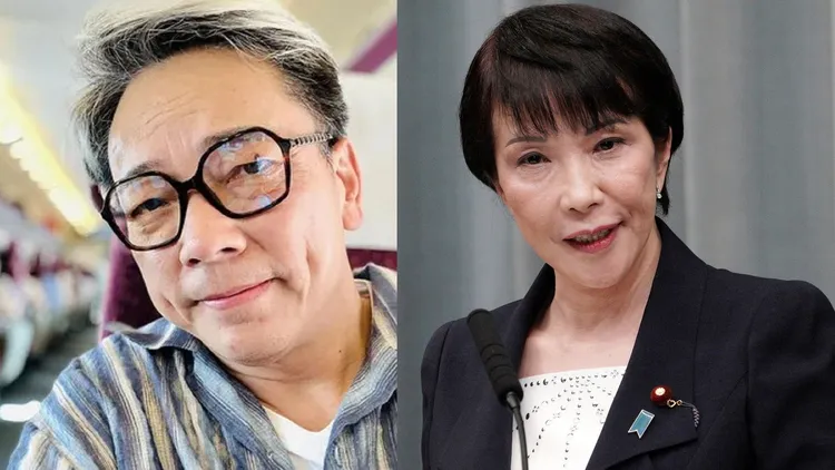 詹惟中日前在社群发文，遭网友质疑詹惟中是在暗酸日本首相高市早苗。左图翻摄詹惟中脸书、右图美联社