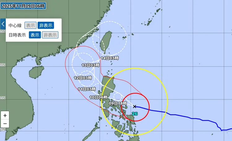 日本氣象廳鳳凰颱風最新預測路徑。翻攝《日本氣象廳》