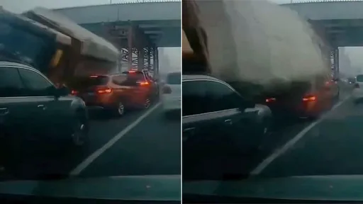 影片｜限載15噸卻載77噸　砂石車超速過彎翻覆壓扁轎車殺人