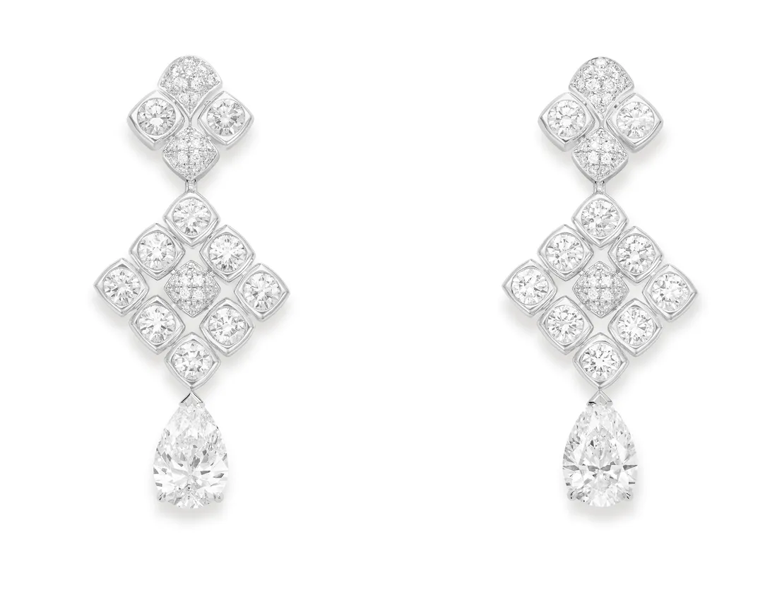 Solstice頂級珠寶系列18K白金鑽石耳環。品牌提供