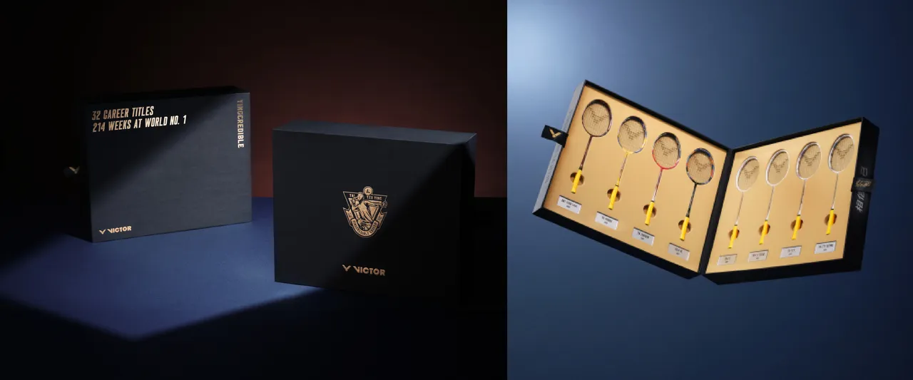 VICTOR推出全球限量2140組的「戴資穎歷代戰拍迷你收藏組」。業者提供