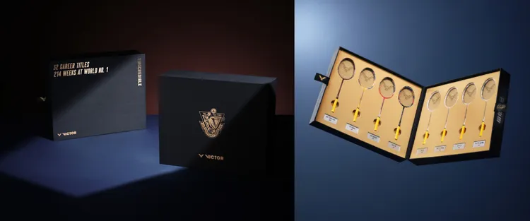 VICTOR推出全球限量2140組的「戴資穎歷代戰拍迷你收藏組」。業者提供