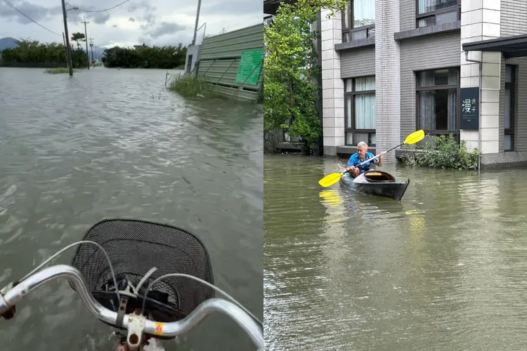 东北季风与凤凰环流带来致灾雨，宜兰人面对大淹水依旧显得泰然自若、游刃有余。Threads网友「@im_166cm」、「@cph_0503」授权提供