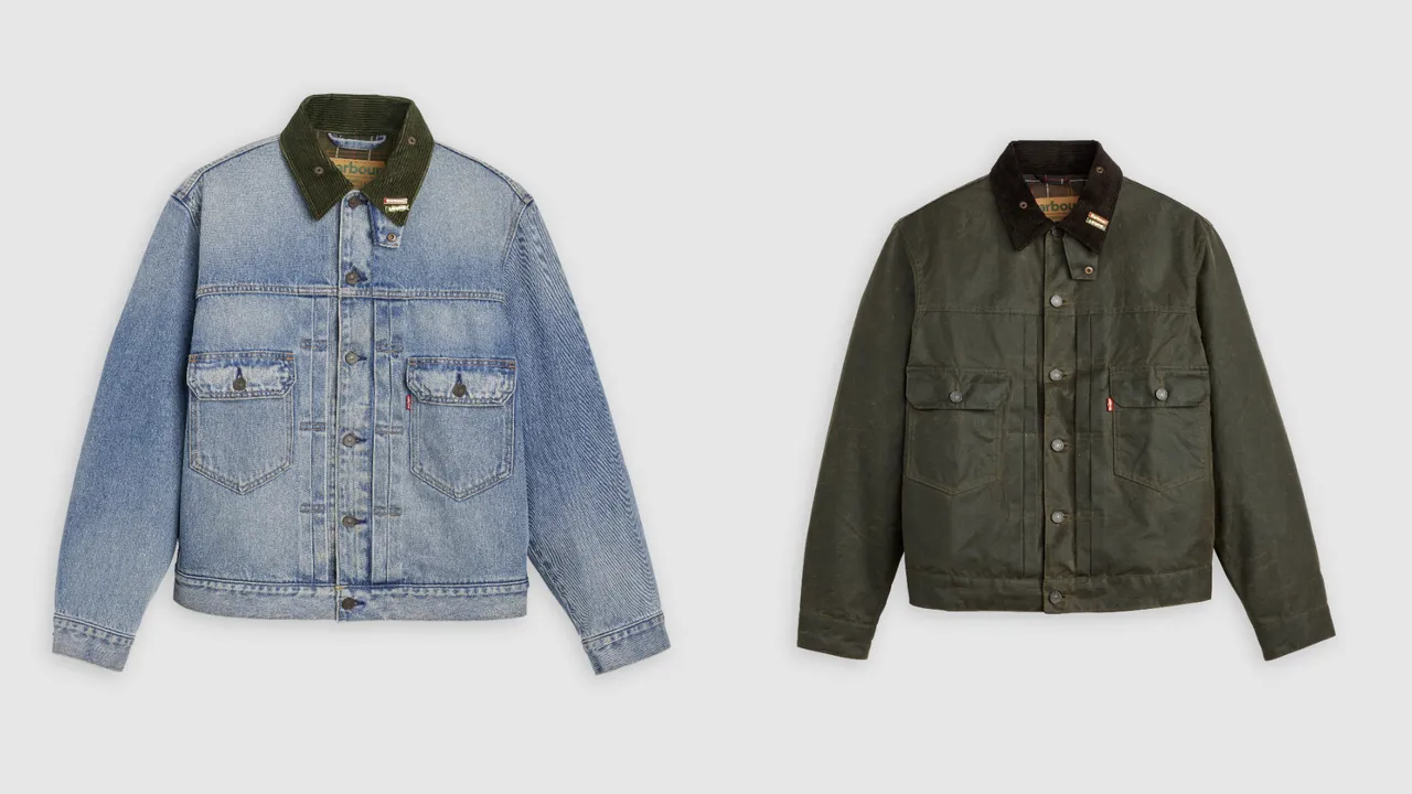 Levi’s® x Barbour Type II 丹宁夹克外套（左）1万1500元、Type II 油布夹克外套（右）1万7000元。品牌提供