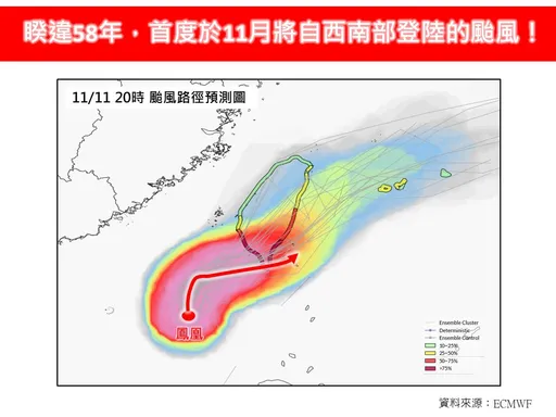 豪大雨炸10县市！宜兰东澳岭「破千毫米」　睽违58年首见11月西南部登陆台风