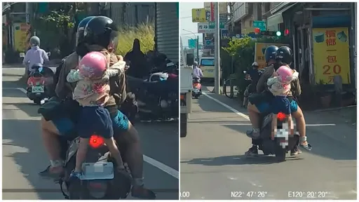 恐怖机车三贴「幼童悬挂车尾」　小手紧抓妈肩膀！网吓傻：是亲生吗
