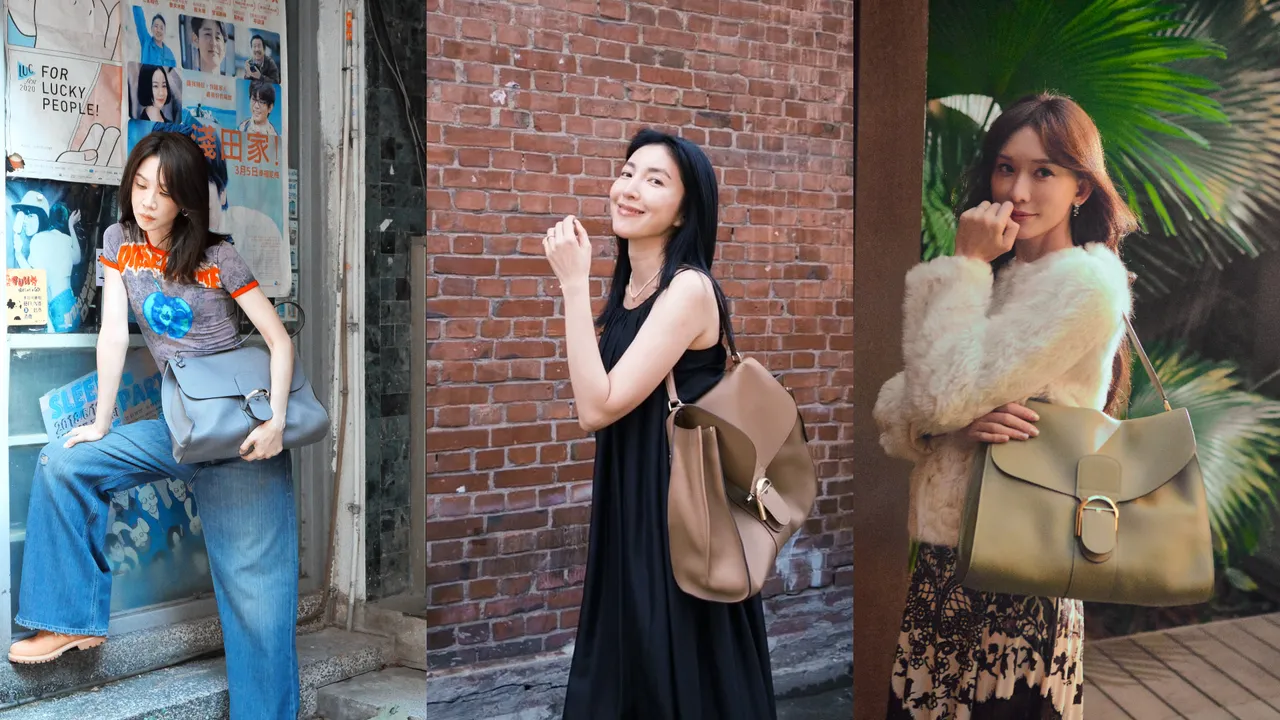 謝盈萱（左起）、楊謹華、林志玲全都拎起同款Delvaux手袋。品牌提供