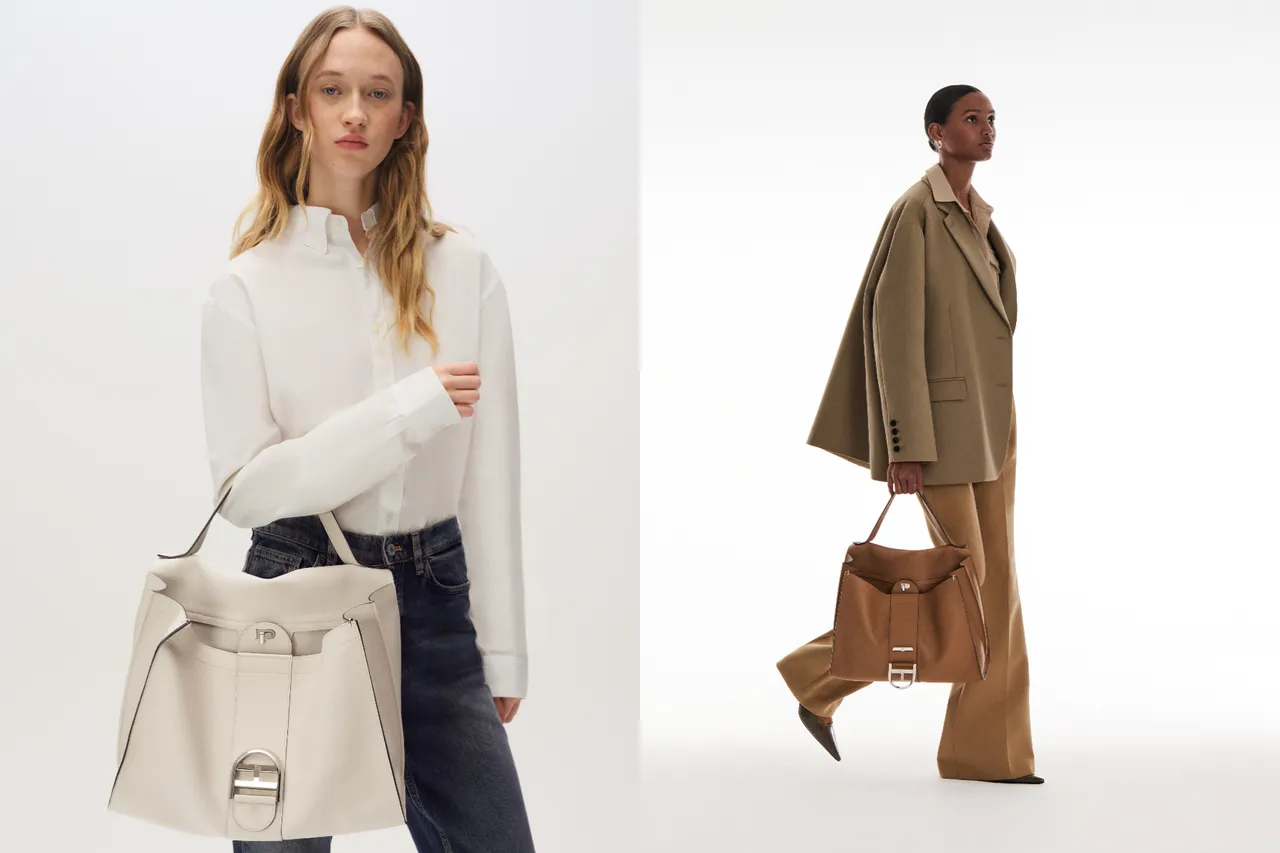 双结构设计让翻盖皮革可往内扣，打造出更加随性的拎包方式。品牌提供