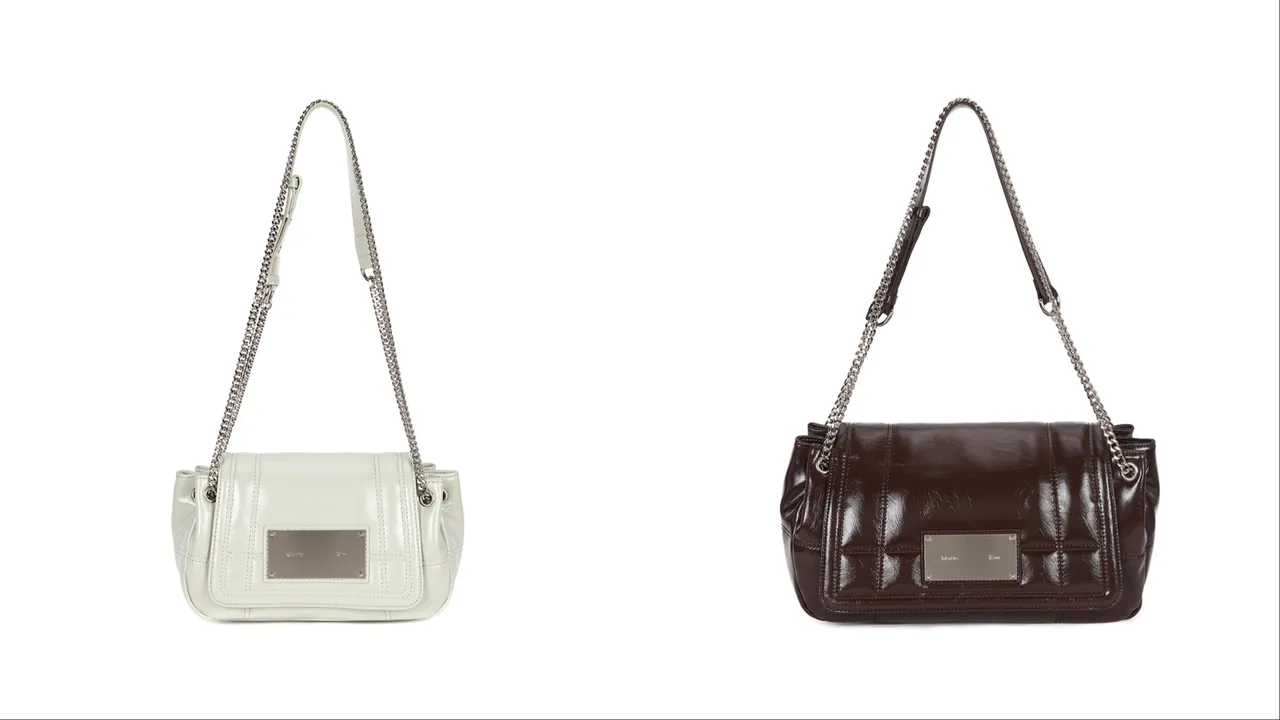 Matin Kim亮面皮革绗缝链条包（左）4290元、中款亮面皮革绗缝链条包（右）4890元。品牌提供