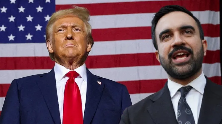 曼达尼（右）自称是美国总统川普的「最大噩梦」。合成画面。美联社