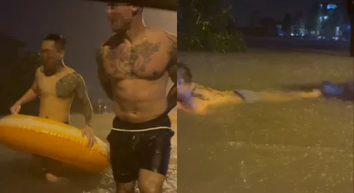 宜兰淹水友受困　拿泳圈出动救援！中途救行动不便阿嬷