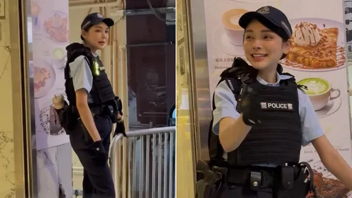 万圣节执勤「仙气警花」抢鬼怪镜头　高材生还当过模特儿
