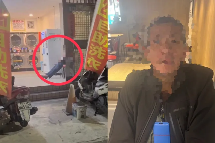 游姓男子為老不尊，竟趁凌晨時刻在自主洗衣店內打手槍，畫面被PO上社群平台，網友認出他是慣犯。翻攝自Threads