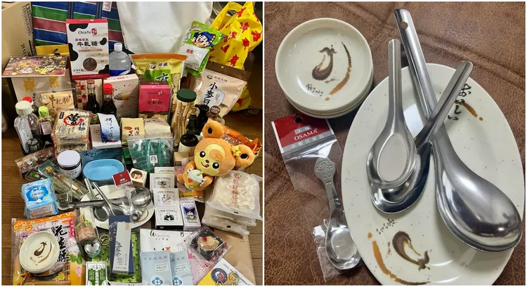 日本网友来台扫货，战利品从零食到碗盘一应俱全。Threads网友「minuitsama」授权提供