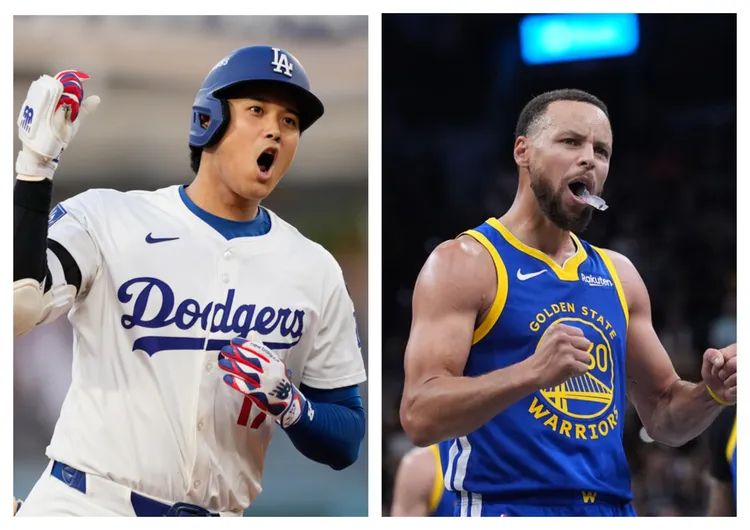 大谷翔平和柯瑞是體壇兩大巨星。  美聯社