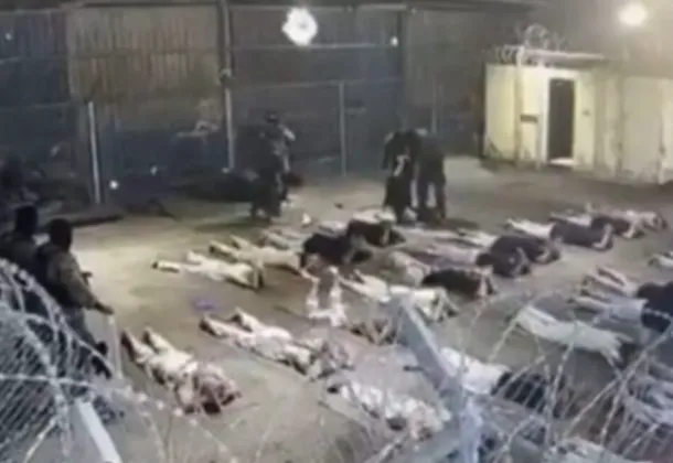 遭到外泄的以色列虐囚画面。翻摄theyeshivaworld