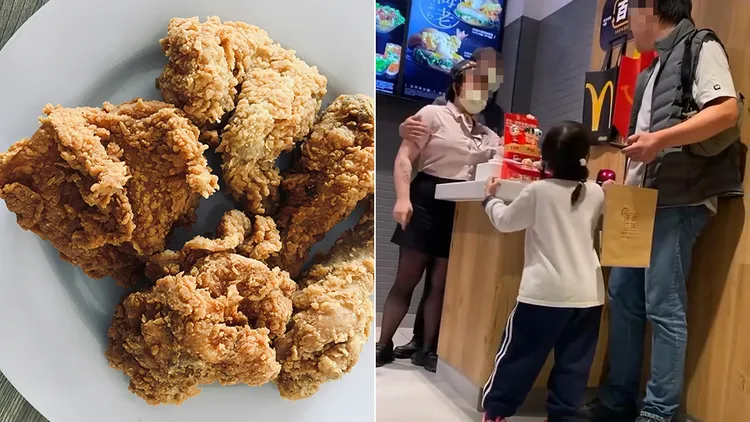 男客帶著小孩到麥當勞點餐時，得知麥脆雞賣完了仍堅持要點，與店員爆發爭執（翻攝自「記者爆料網」）。左圖為示意圖（翻攝自Unsplash）。