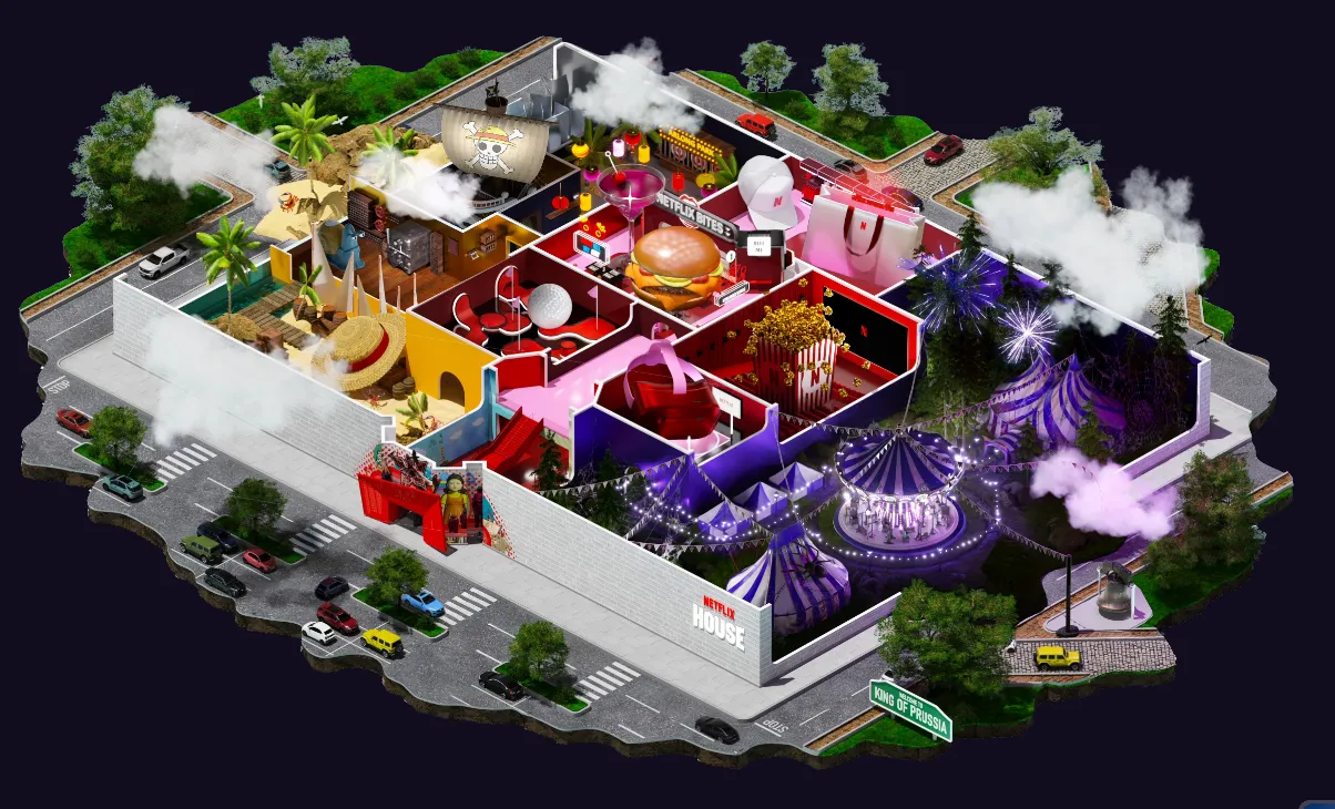 园内有各种主题设施。翻摄自Netflix官网