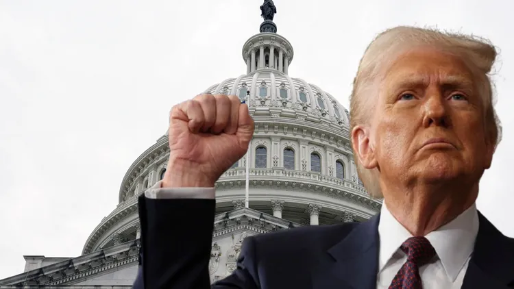 在参议院通过结束「政府关门」法案后，美国总统川普称获得「重大胜利」。合成画面。美联社