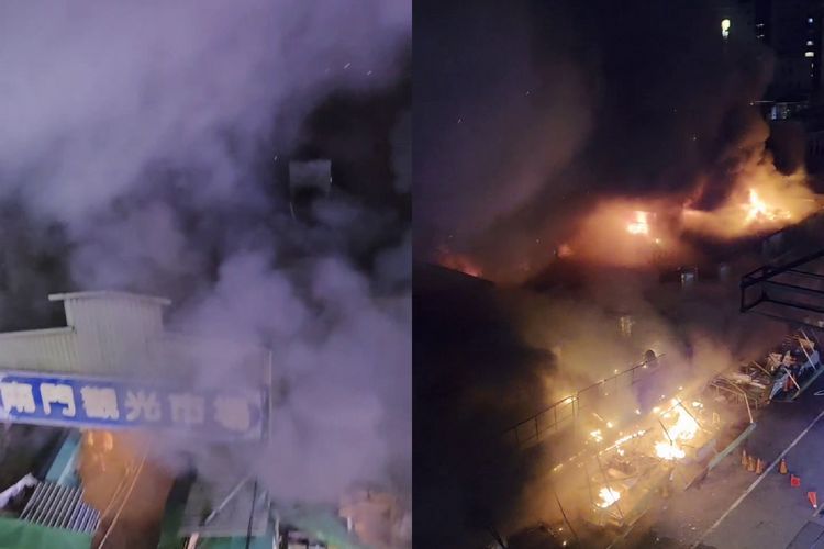 桃園60年歷史南門市場深夜祝融!狂燒畫面曝光