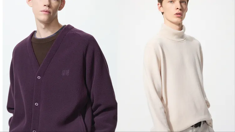 UNIQLO刷毛寬版開襟外套（左）1290元、喀什米爾高領毛衣（右）限定價2990元。品牌提供